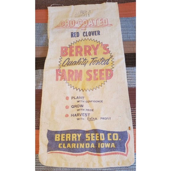 Vintage Berry's Farm Seed Sack Red Clover - Picture 1 of 2